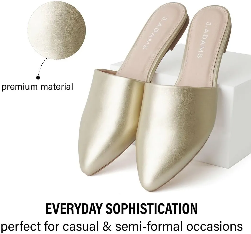 J. Adams Lennox Mules for Women - Closed Pointed Toe Flat Heel Slides