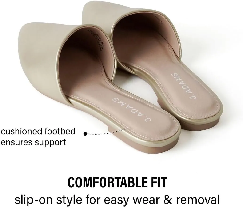 J. Adams Lennox Mules for Women - Closed Pointed Toe Flat Heel Slides