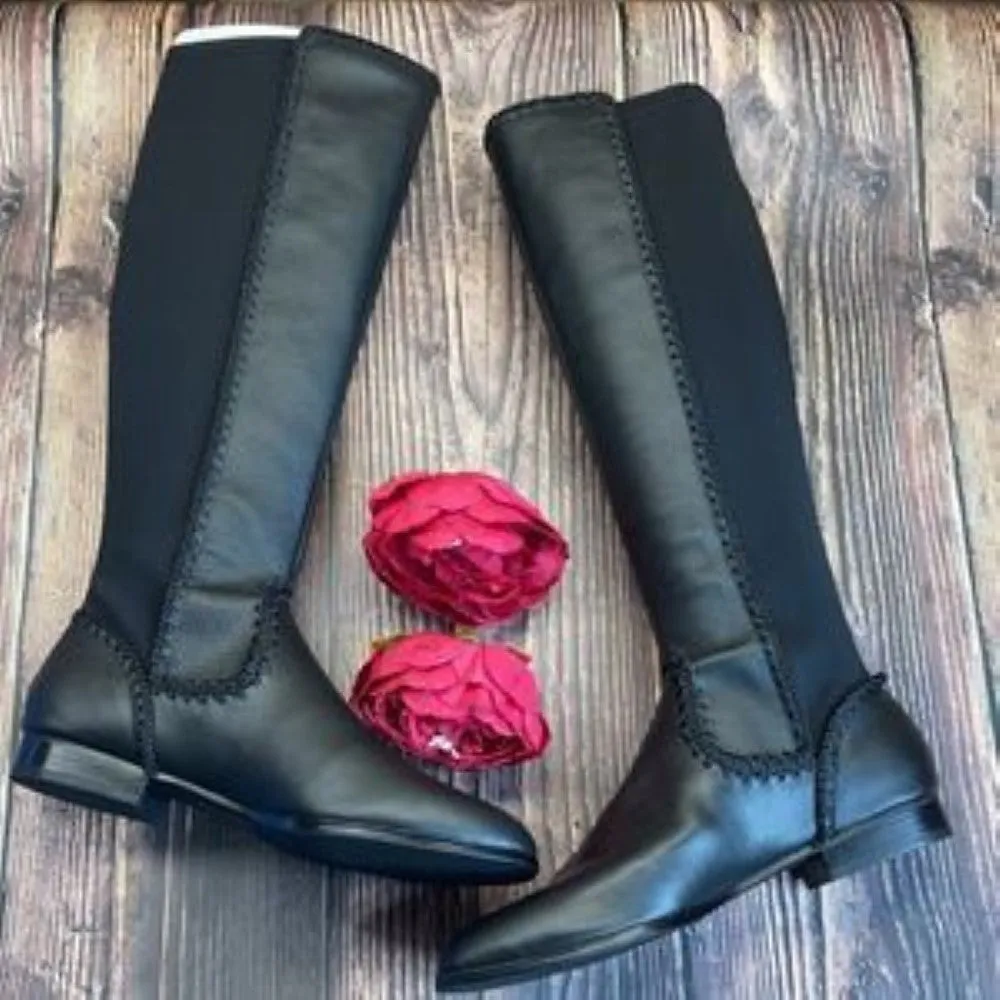 Jack Rogers Black Suede & Stretch Fabric Boots