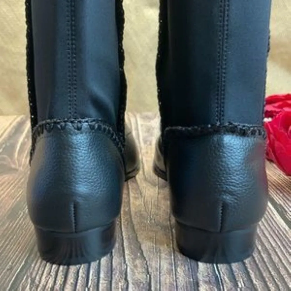 Jack Rogers Black Suede & Stretch Fabric Boots
