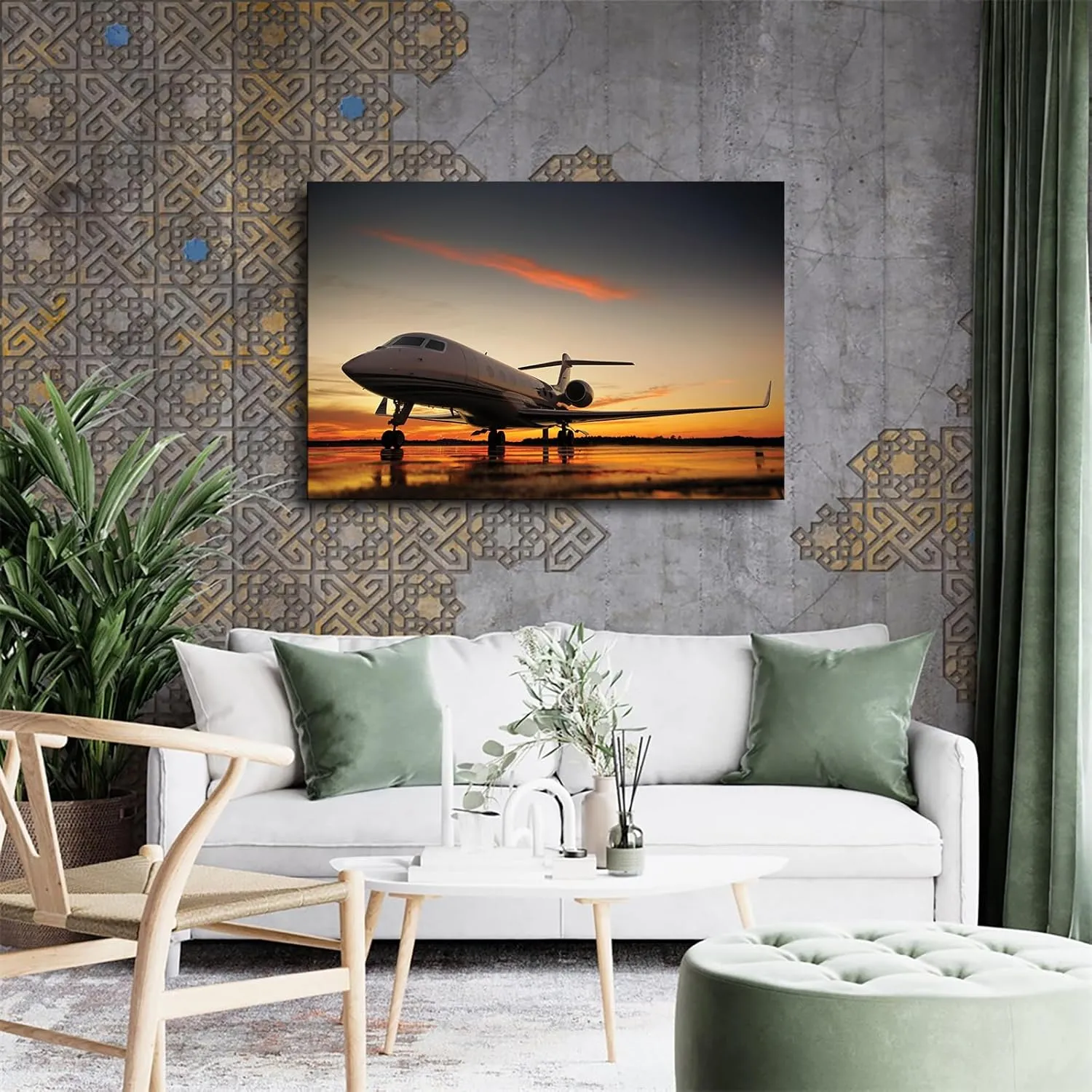Jets - Sunset Cruise Gulfstream G650 Poster Canvas Wall Art Painting Print Painting Suitable for Bedroom Dormitory Living Room and Other Wall Decoration (16×24inch_Unframed)