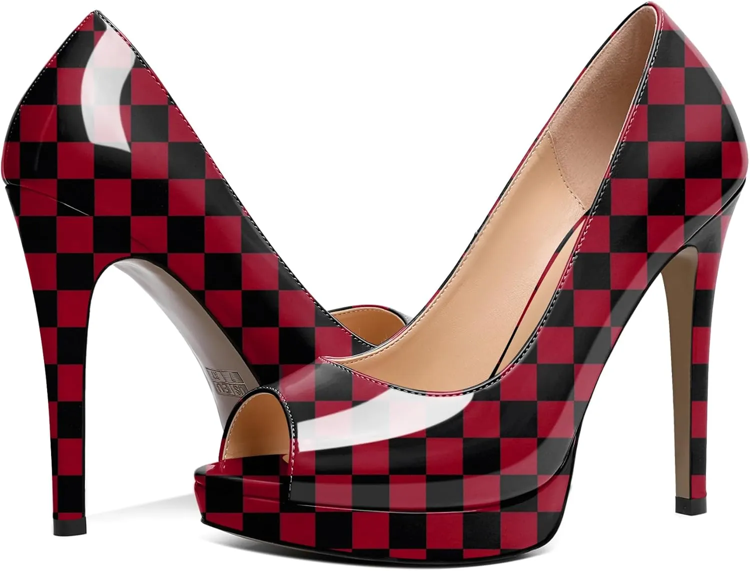 Joseywade Platform Stiletto Heels Peep Toe High Heel Pumps Women's 5 Inch Party Dance Dressy Slip On Shoes
