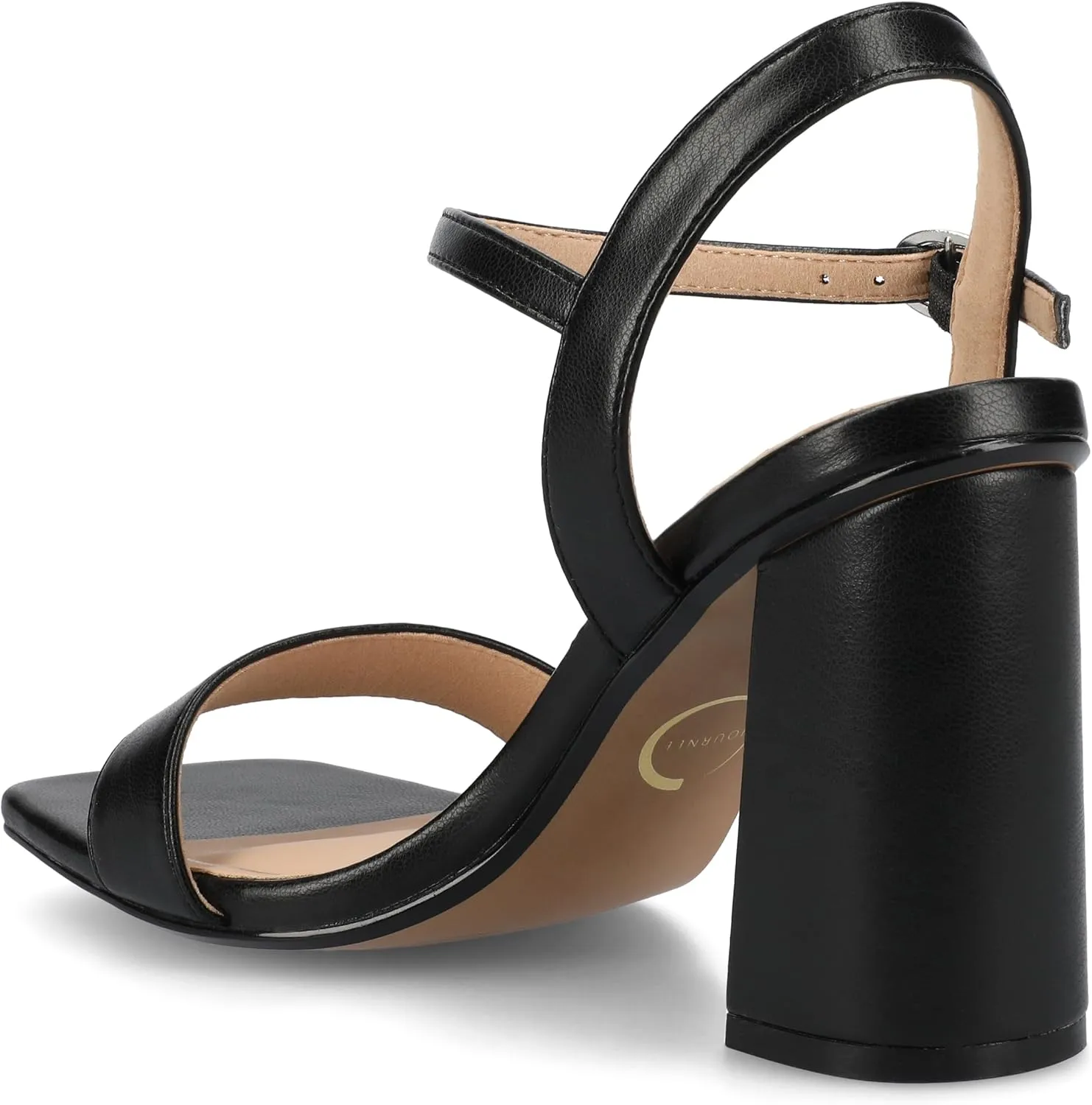 Journee Womens Open Square Toe Band Chunky Block Heel Buckle Ankle Strap Pump Padded Tivona Dress Sandal
