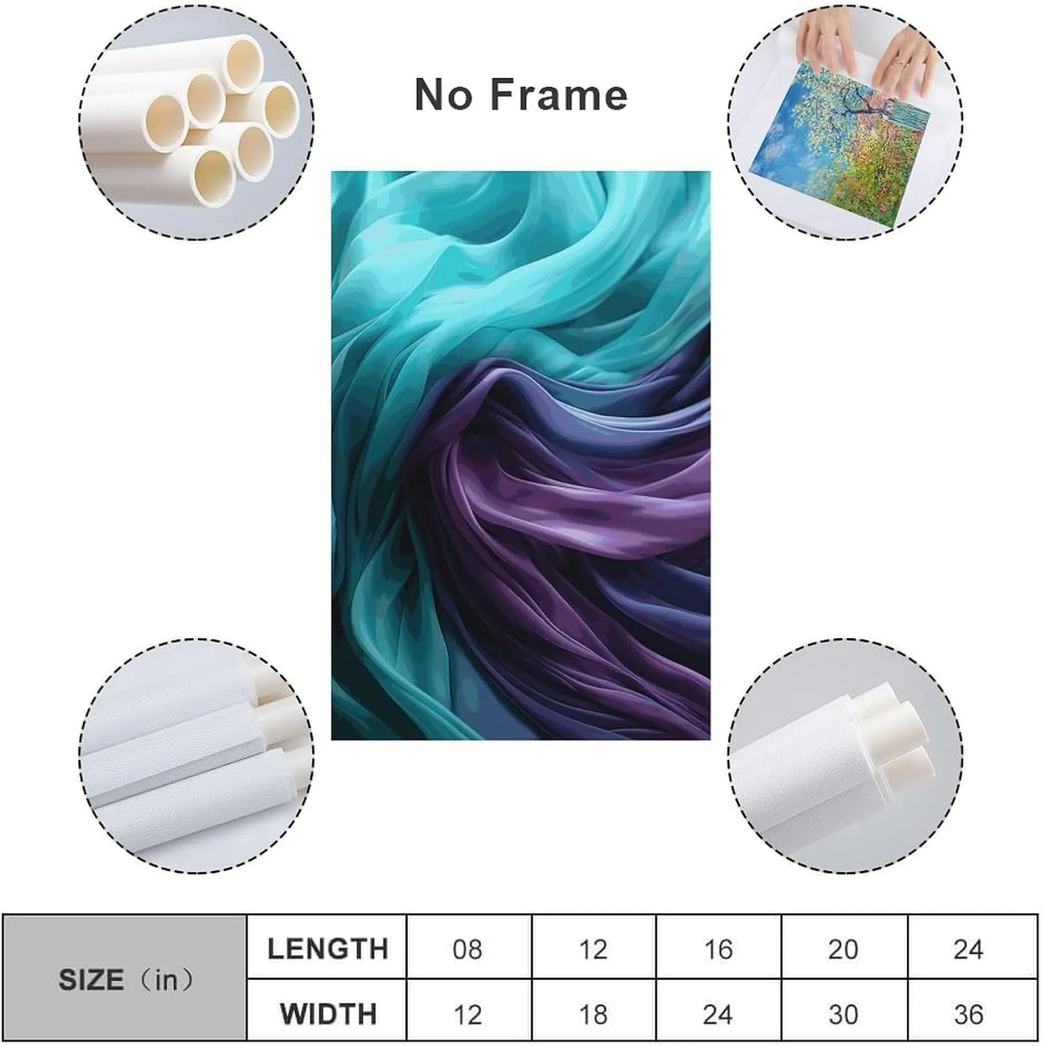 JTKLQBN Wall Art Canvas Hanging Pictures Unframe Light Emerald Green And Purple Art Poster Wall Decorations Painting Wall Decor Aesthetic for Bedroom Bathroom Living Room 24x36inch(60x90cm)