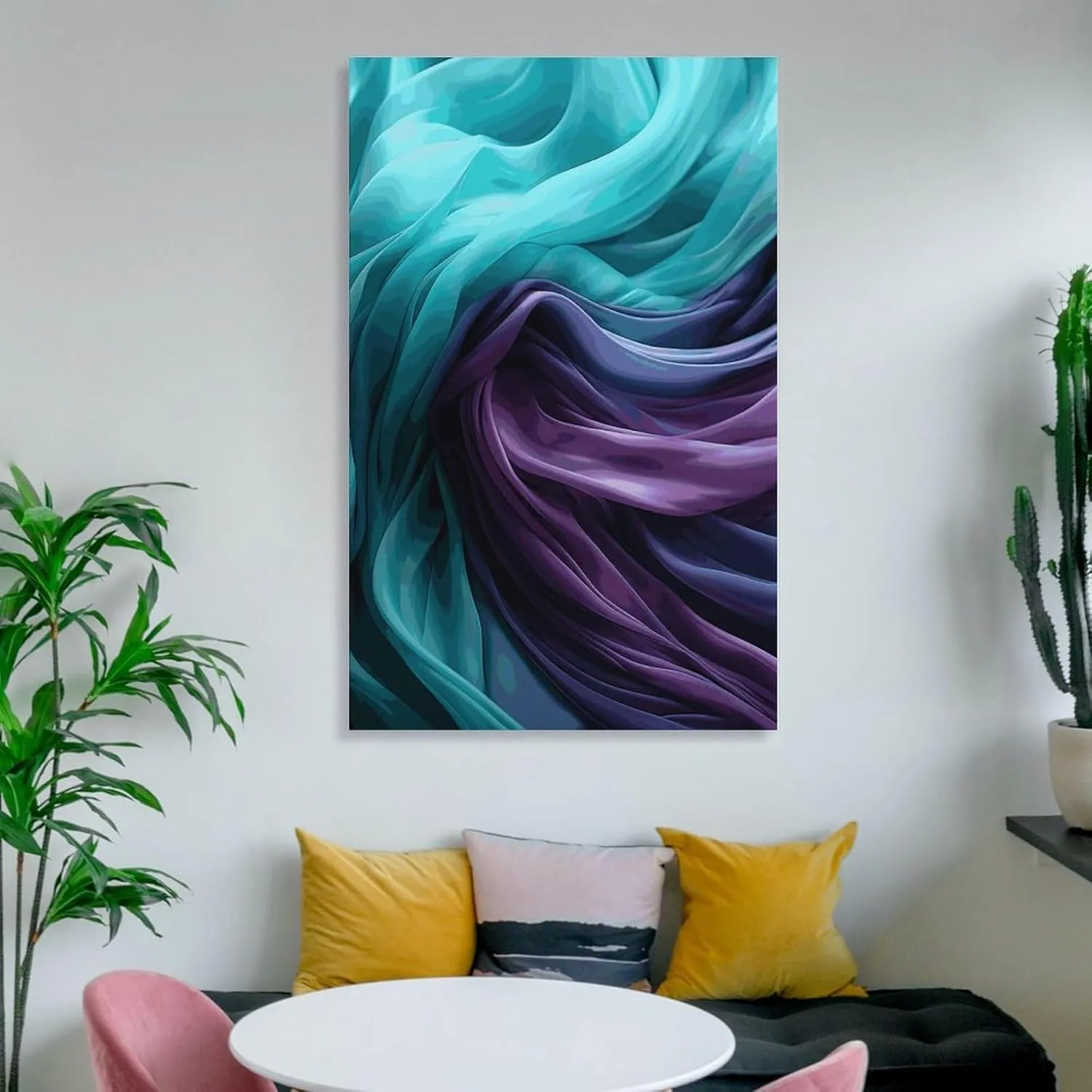 JTKLQBN Wall Art Canvas Hanging Pictures Unframe Light Emerald Green And Purple Art Poster Wall Decorations Painting Wall Decor Aesthetic for Bedroom Bathroom Living Room 24x36inch(60x90cm)
