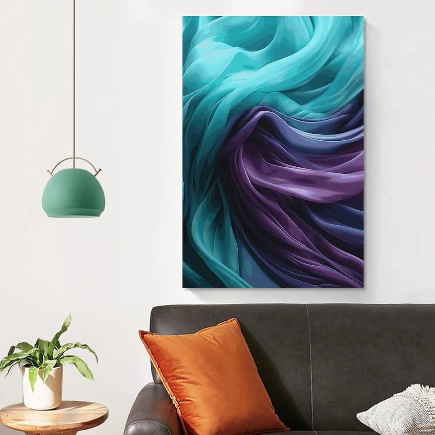JTKLQBN Wall Art Canvas Hanging Pictures Unframe Light Emerald Green And Purple Art Poster Wall Decorations Painting Wall Decor Aesthetic for Bedroom Bathroom Living Room 24x36inch(60x90cm)