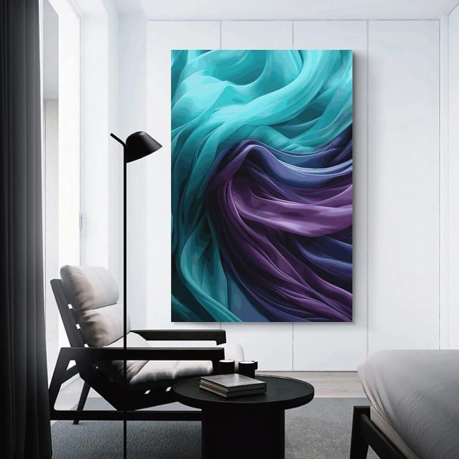 JTKLQBN Wall Art Canvas Hanging Pictures Unframe Light Emerald Green And Purple Art Poster Wall Decorations Painting Wall Decor Aesthetic for Bedroom Bathroom Living Room 24x36inch(60x90cm)