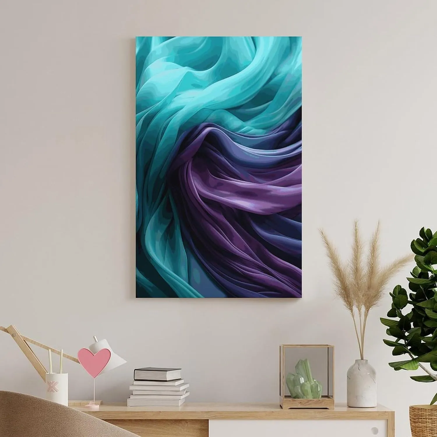 JTKLQBN Wall Art Canvas Hanging Pictures Unframe Light Emerald Green And Purple Art Poster Wall Decorations Painting Wall Decor Aesthetic for Bedroom Bathroom Living Room 24x36inch(60x90cm)