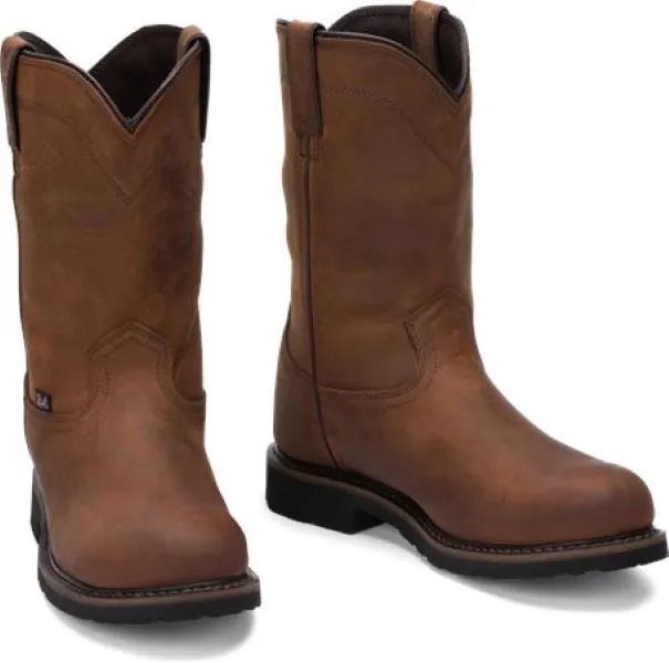 Justin Whiskey Brown Drywall Waterproof Steel Toe Pull On Mens Work Boots SE4961