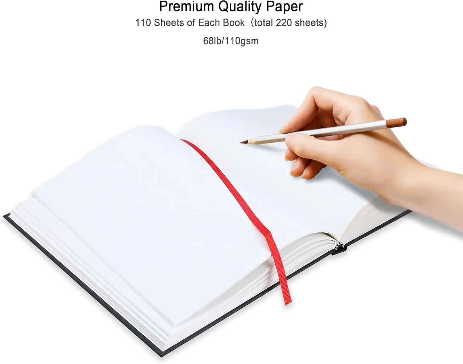 Kalour Hardcover Sketch Book,8.5“x11,Pack of 2, 220 Sheets (68lb/110gsm),Acid Free Art Sketchbook, Artistic Drawing Painting Writing Paper for Kids Adults Beginners Artists