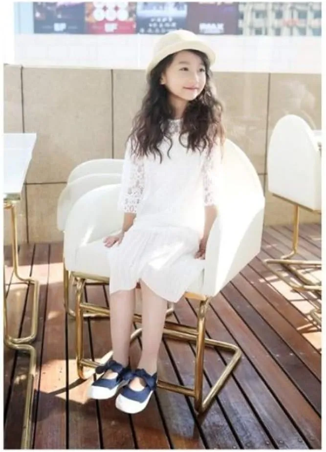 Kid Girls Bowknot Canvas Shoes Soft Sole Ballet Dancing Shoes Mary Jane Flat Sneakers for Toddler Sneakers School Uniform Dress Shoe