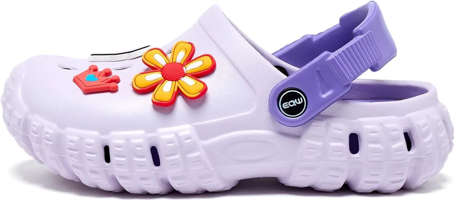 Kids Slip-On Garden Clogs for Toddler to Big Kid (Ages 3-12) | Dual-Density Cushioned Arch Support | Lightweight, Waterproof & Non-Slip | Removable Charms for Beach, Pool & Garden Play