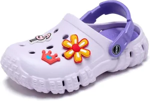 Kids Slip-On Garden Clogs for Toddler to Big Kid (Ages 3-12) | Dual-Density Cushioned Arch Support | Lightweight, Waterproof & Non-Slip | Removable Charms for Beach, Pool & Garden Play