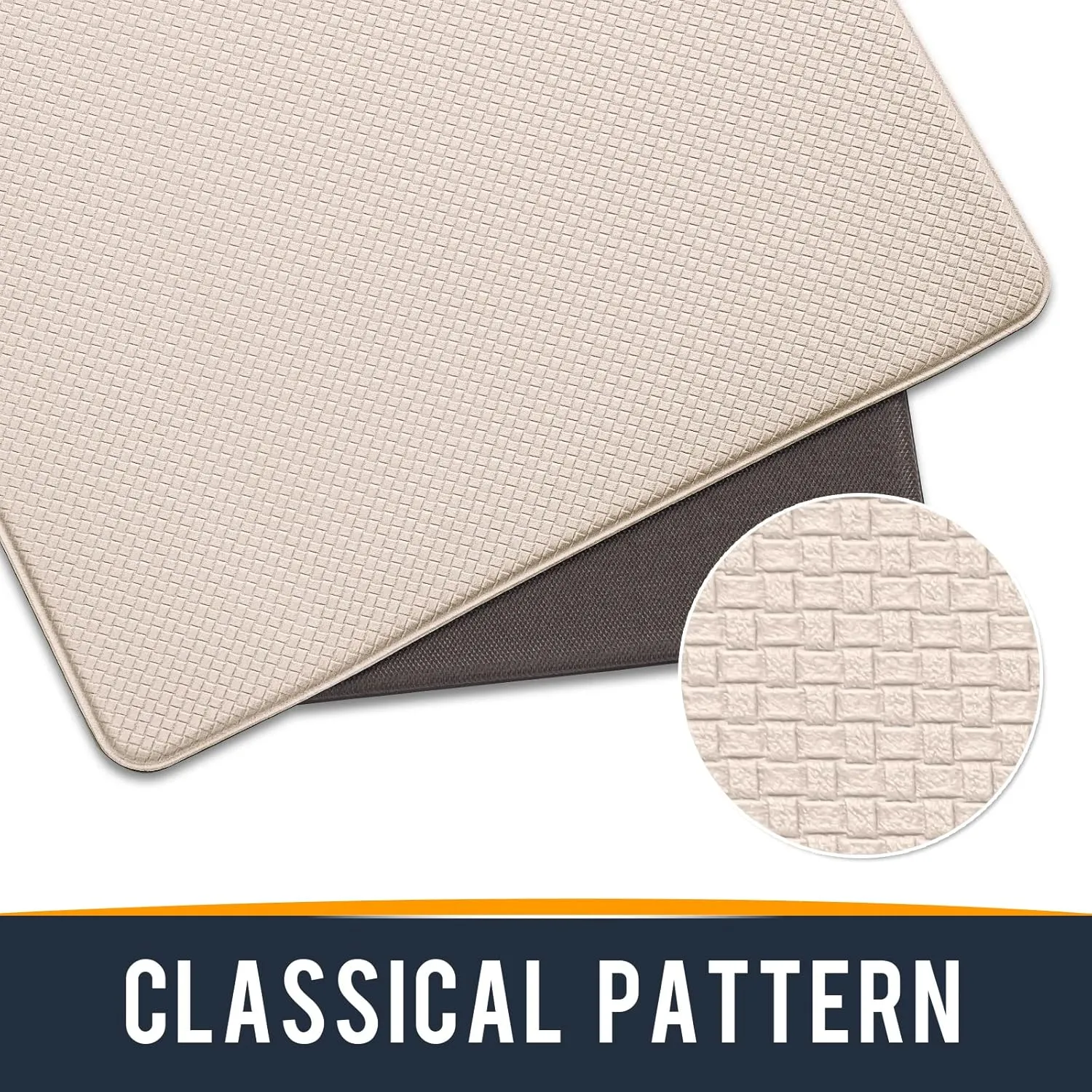 Kitchen Mats for Floor Cushioned Anti Fatigue, Runner Rug Waterproof, Memory Foam Padded for Standing, 17x59, Wheat