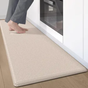 Kitchen Mats for Floor Cushioned Anti Fatigue, Runner Rug Waterproof, Memory Foam Padded for Standing, 17x59, Wheat