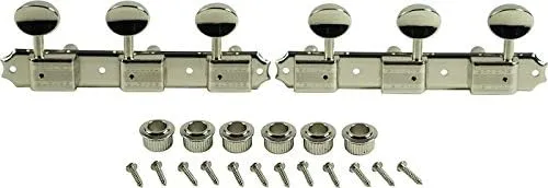 Kluson 3 On A Plate Supreme Series Tuning Machines Nickel With Metal Oval Button