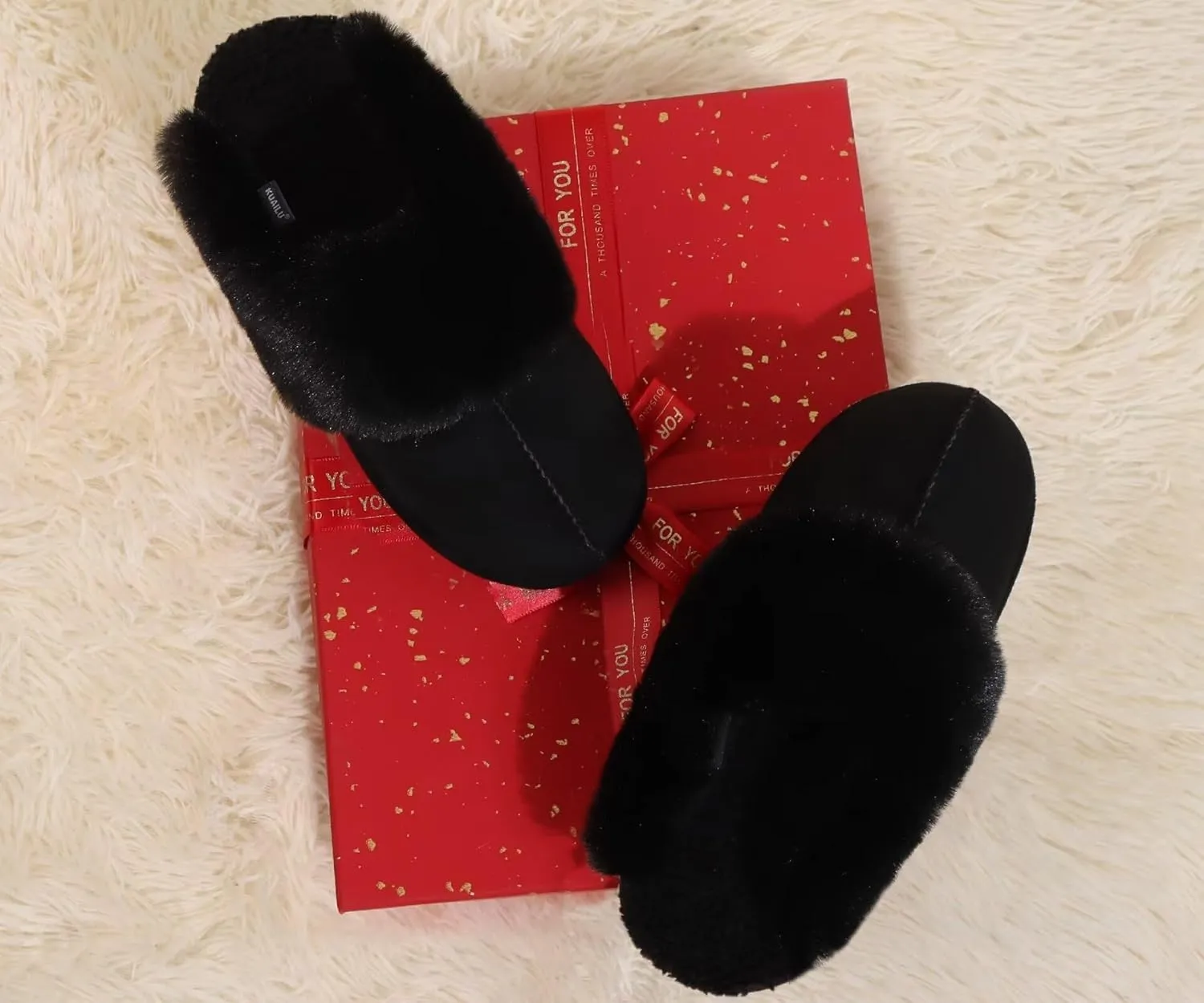 KuaiLu Womens House Platform Slippers Warm Faux Suede Fuzzy Thick Cushioned Yoga Foam Shoes Ladies Slipper Home Lightweight Slip on Indoor Outdoor Non-Slip Hard Sole