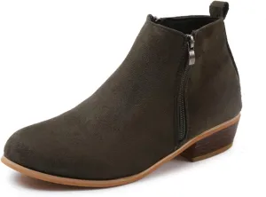 Ladmiple Ankle Boots For Women Low Heel Wide Width Chunky Block Heel Fall Winter Short Booties Cowboy Cowgirl Western Shoes