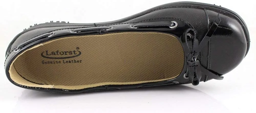 Laforst Womens 8312 Leather Slip Resistant Waitress Server Black Work Loafer