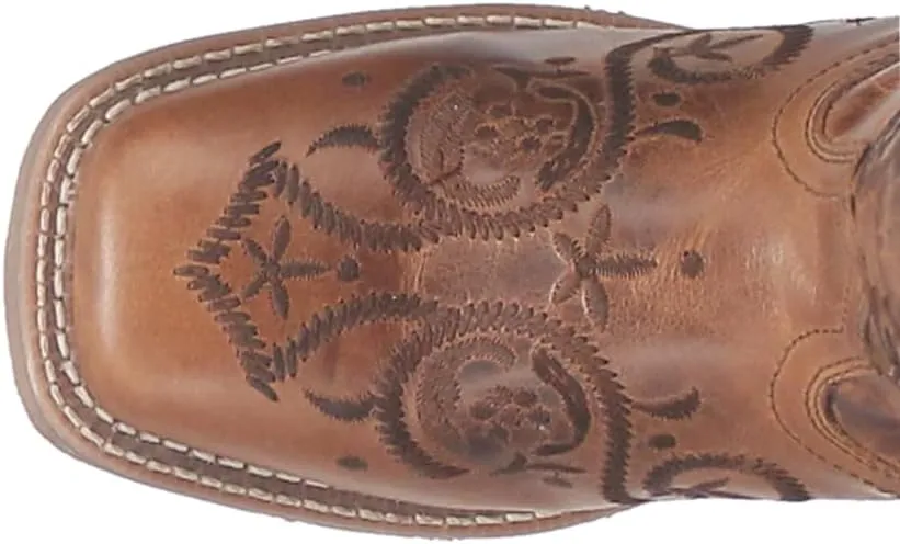 Laredo Womens Dizzie Square Toe Western Cowboy Boots Mid Calf Low Heel 1-2" - Brown