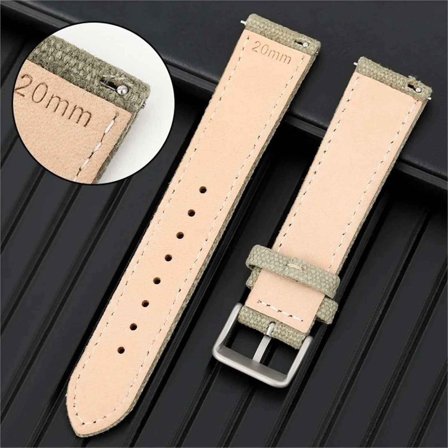 Leather Nylon Watch Strap 20mm 22mm Vintage Weave Bracelet Canvas Watch Band Sport Universal