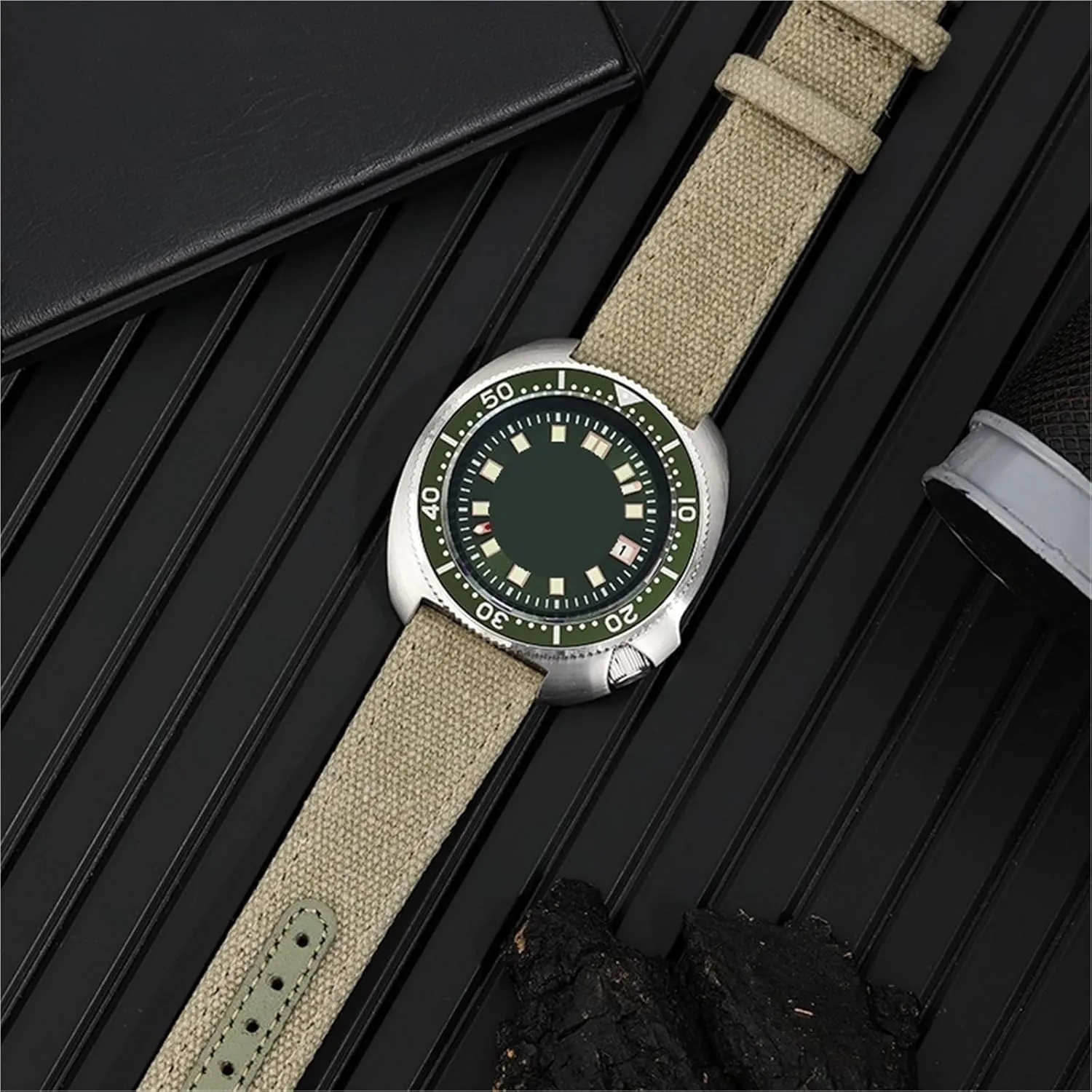 Leather Nylon Watch Strap 20mm 22mm Vintage Weave Bracelet Canvas Watch Band Sport Universal