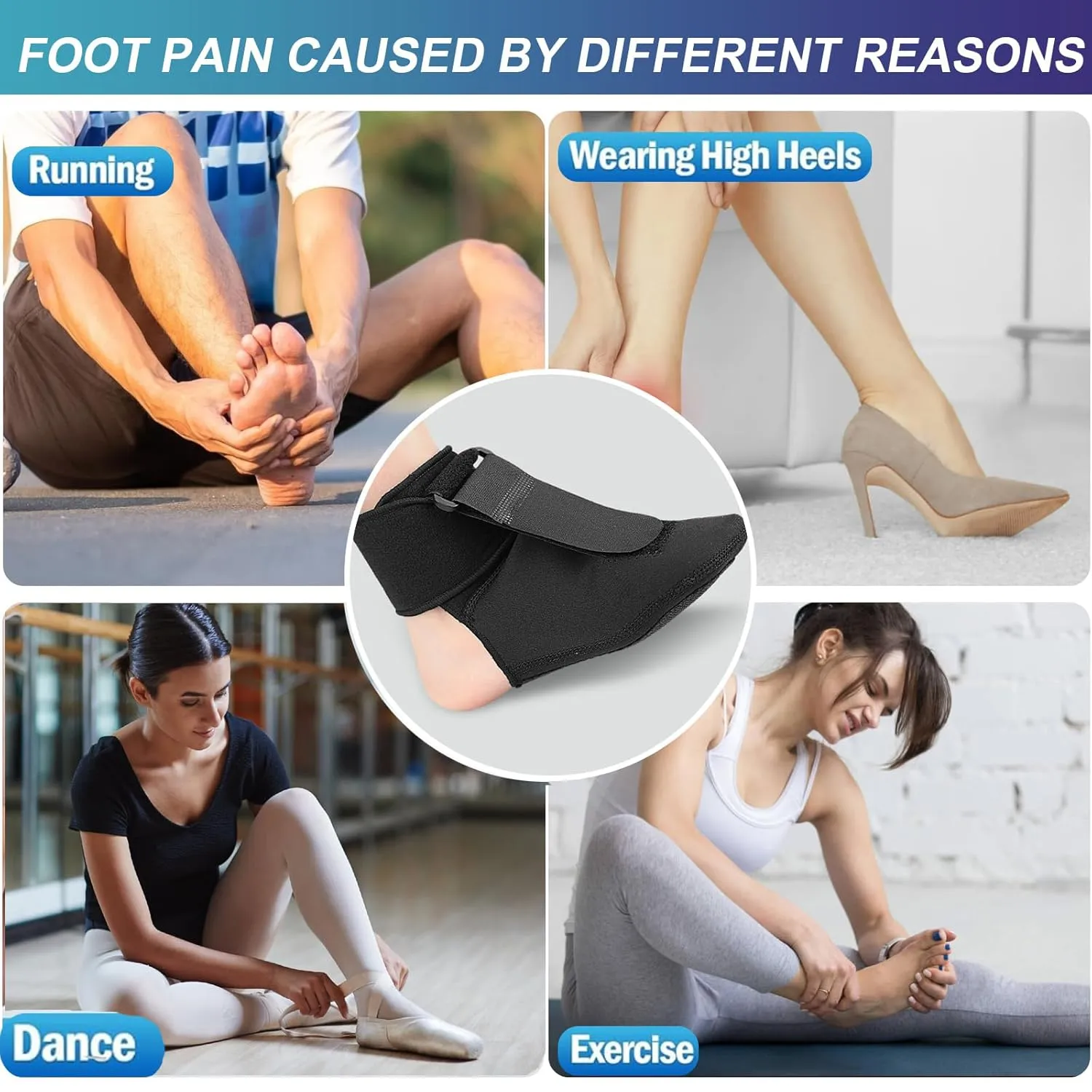 Lightweight Comfort Plantar Fasciitis Night Splint Sock - Soft Plantar Fascia Brace for Achilles Tendonitis Foot Drop Heel Pain-Plantar Fasciitis Relief Night Splint for Women and Men 2PC-S