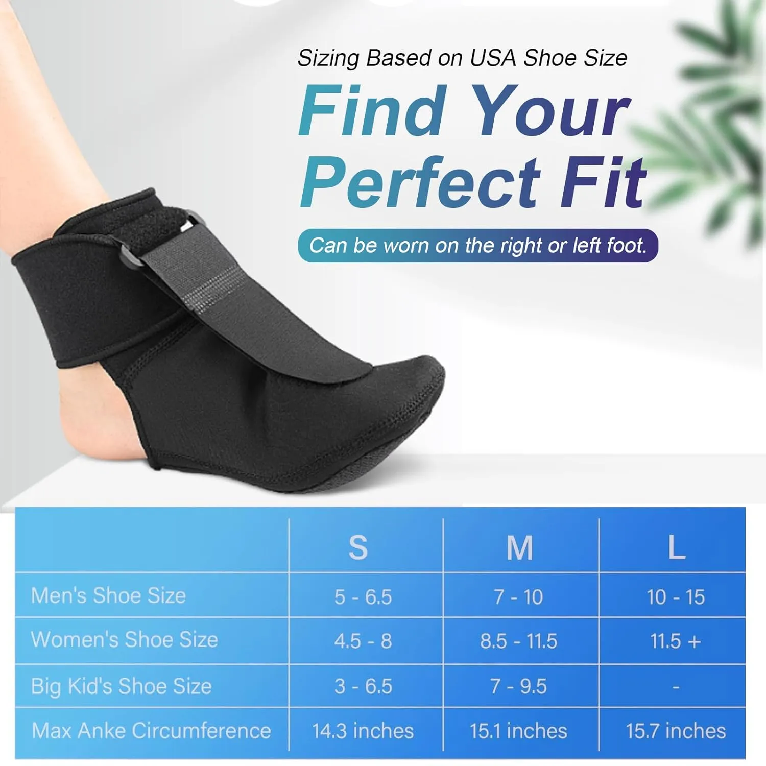 Lightweight Comfort Plantar Fasciitis Night Splint Sock - Soft Plantar Fascia Brace for Achilles Tendonitis Foot Drop Heel Pain-Plantar Fasciitis Relief Night Splint for Women and Men 2PC-S