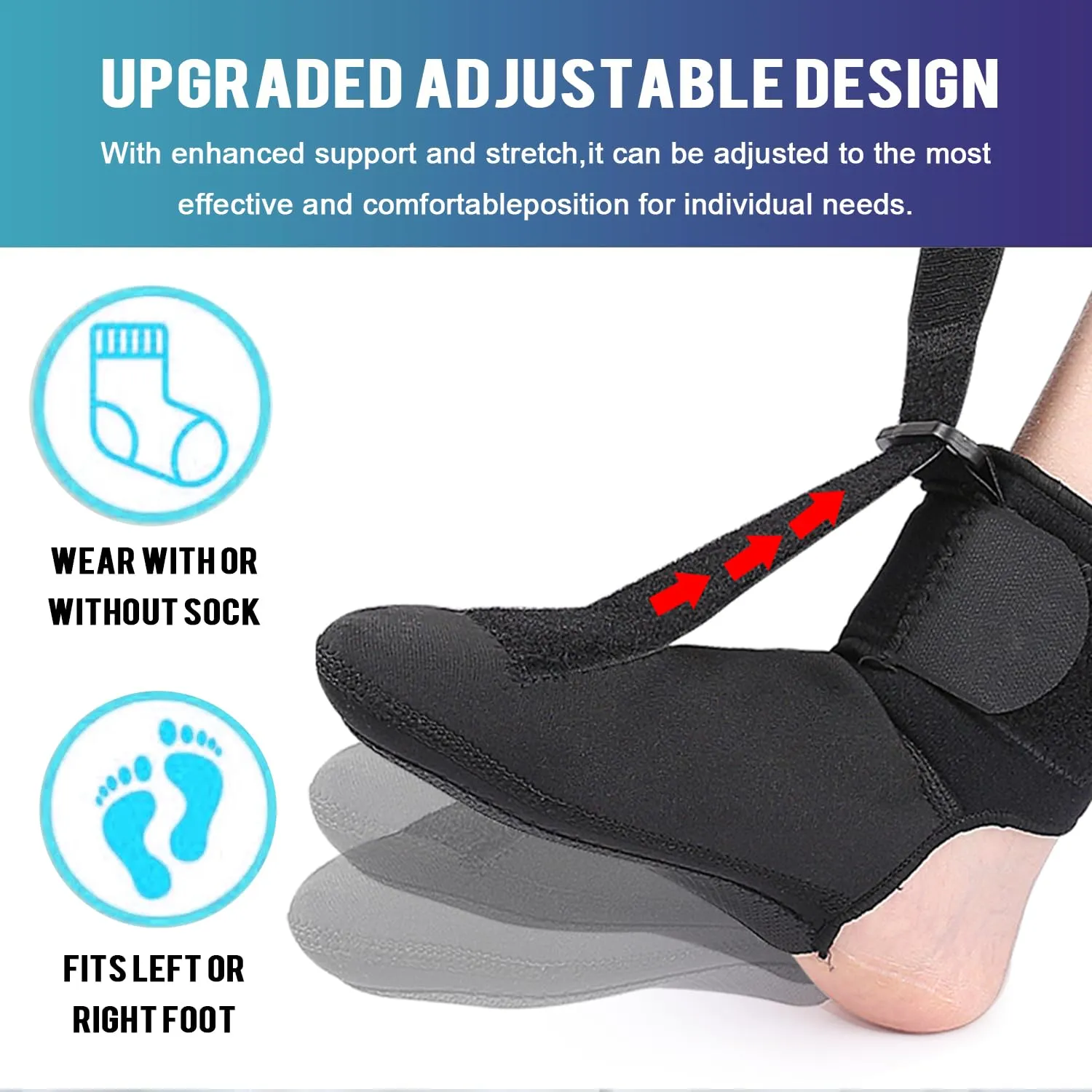 Lightweight Comfort Plantar Fasciitis Night Splint Sock - Soft Plantar Fascia Brace for Achilles Tendonitis Foot Drop Heel Pain-Plantar Fasciitis Relief Night Splint for Women and Men 2PC-S