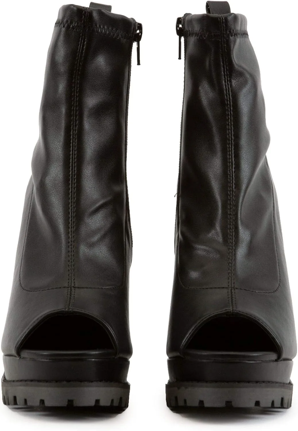 Liliana Women Fashionable Peep Open Toe Cutout Chunky Heel Bootie
