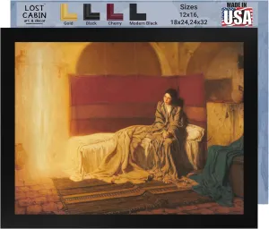 Lost Cabin The Annunciation by Henry Ossawa Tanner | Print in Black Flat Frame | Fine Artwork Painting Reproduction | Framed Wall Art Decor Poster Gift | Image: 12x16 Frame: 13.5x17.5