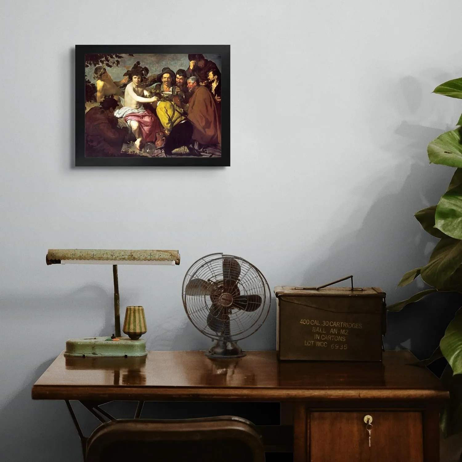 Lost Cabin Triumph of Bacchus by Diego Velazquez | Print in Black Flat Frame | Fine Artwork Painting Reproduction | Framed Wall Art Decor Poster Gift | Image: 12x16 Frame: 13.5x17.5