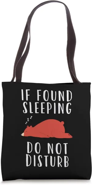 Love to Sleep Gift Flat Bear Sleeping Do Not Disturb Tote Bag