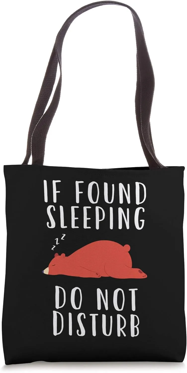 Love to Sleep Gift Flat Bear Sleeping Do Not Disturb Tote Bag