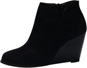 Low Heel Ankle Boots for Women Fashion Side Zipper Ankle Boots Stacked Wedge Heel Booties Ladies Brown Booties1