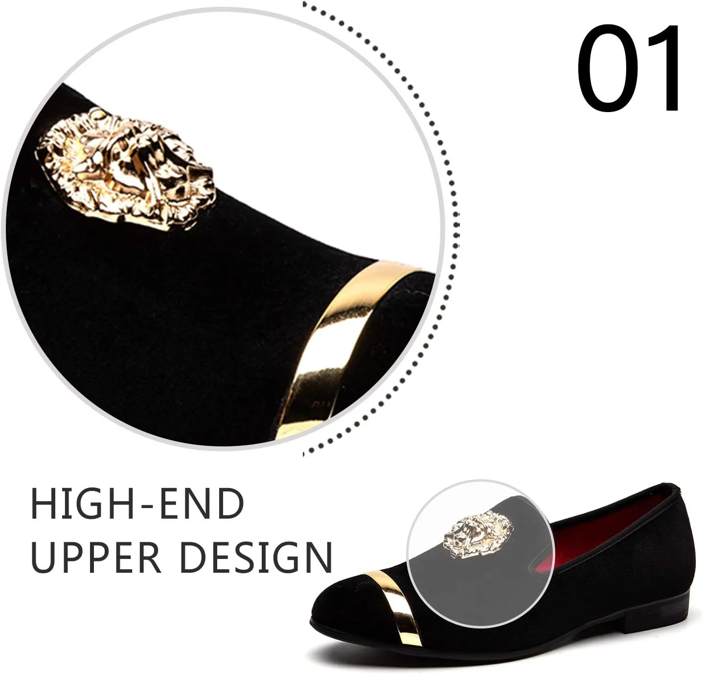 Men Genuine Leather Mens Metallic Textured Slip-on Glitter Loafers Shoes
