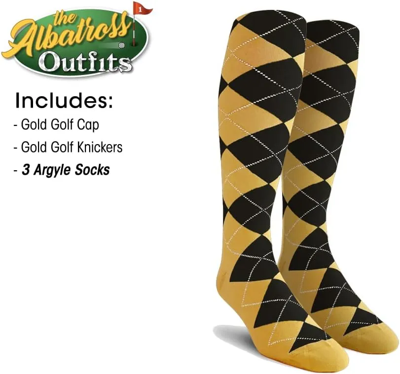 Mens Albatross Golf Outfit - Golf Cap, 3 Argyle Socks