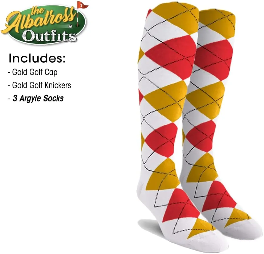 Mens Albatross Golf Outfit - Golf Cap, 3 Argyle Socks