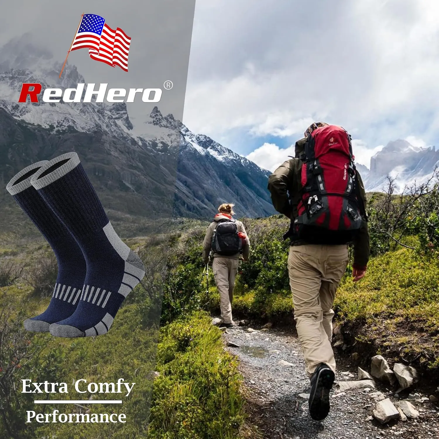 Men's Cotton Heavy Thick Full Cushion Crew Socks Moisture Wicking Control Thermal Winter Athletic Steel Toe Work Boot