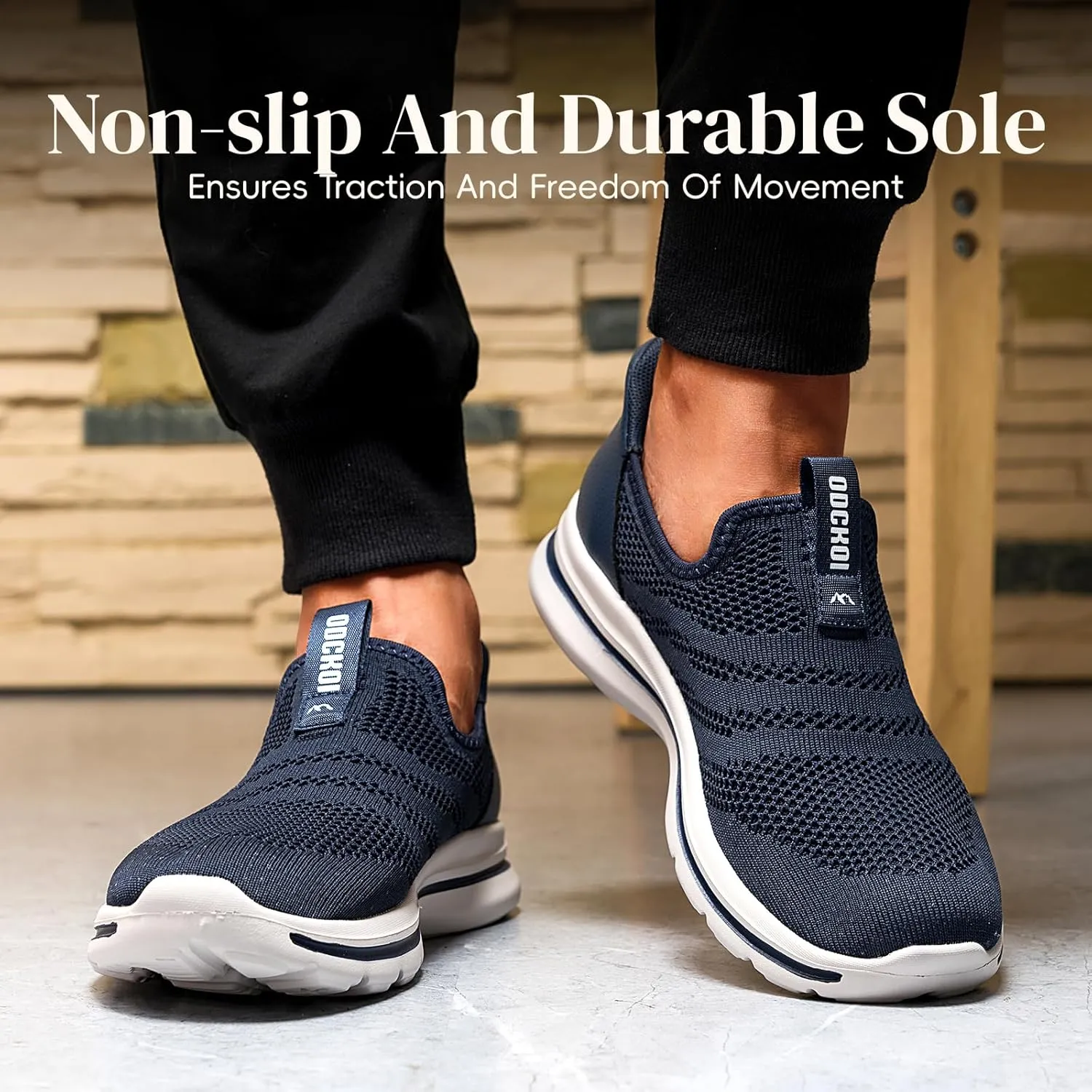 Men's Hands-Free Slip On Sneakers | Laceless Walking Shoes for Gym/Travel/Office