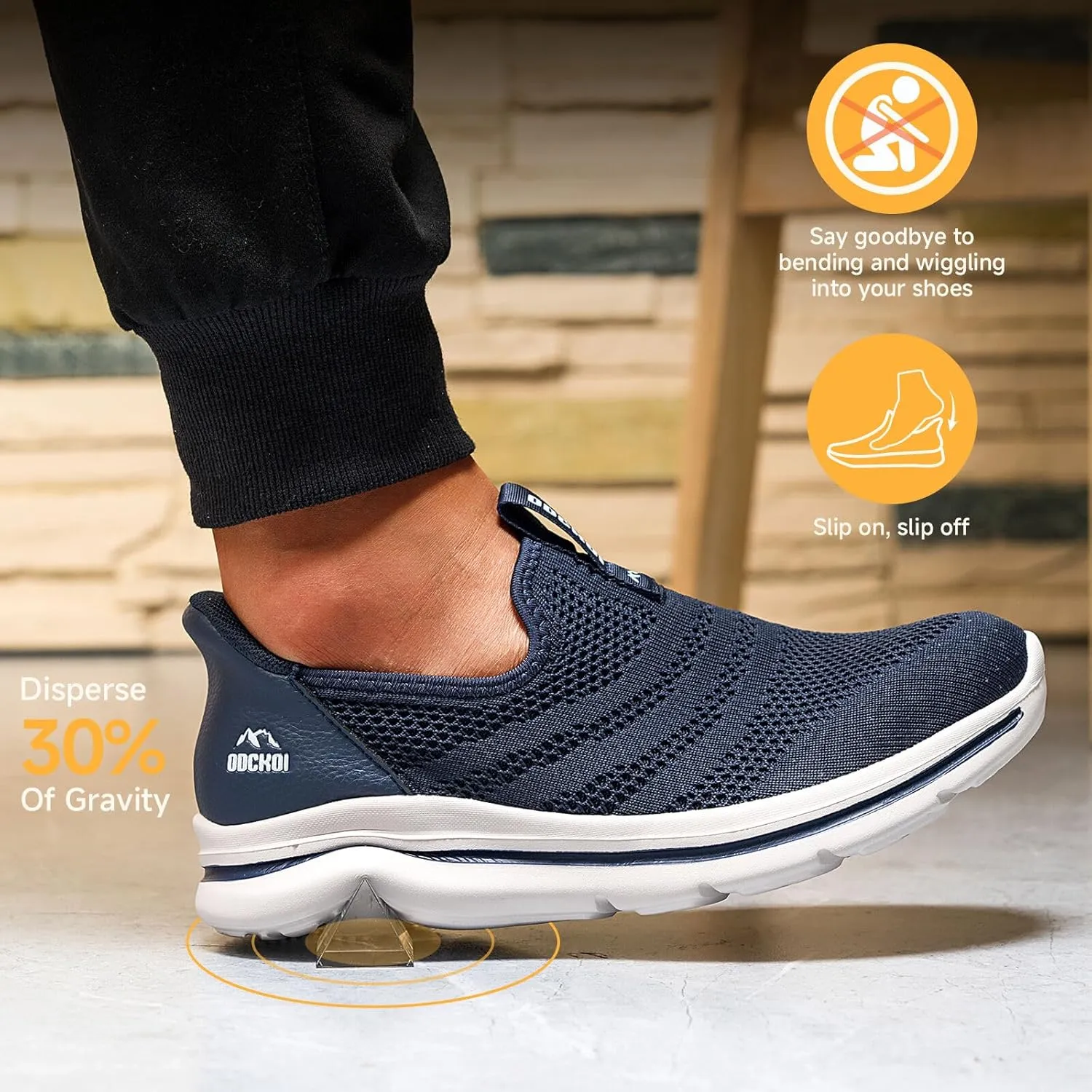 Men's Hands-Free Slip On Sneakers | Laceless Walking Shoes for Gym/Travel/Office