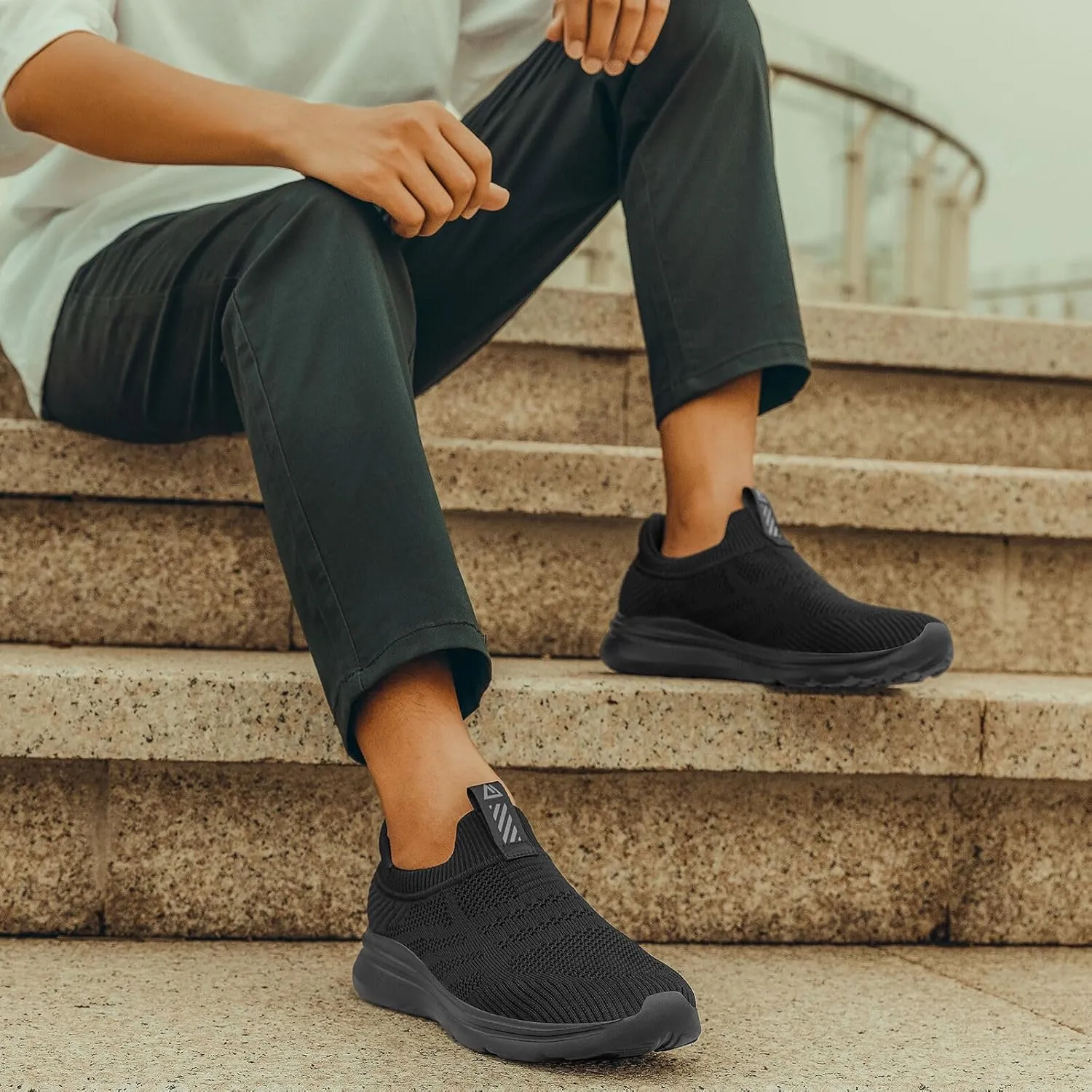 Men's Hands-Free Slip On Sneakers | Laceless Walking Shoes for Gym/Travel/Office