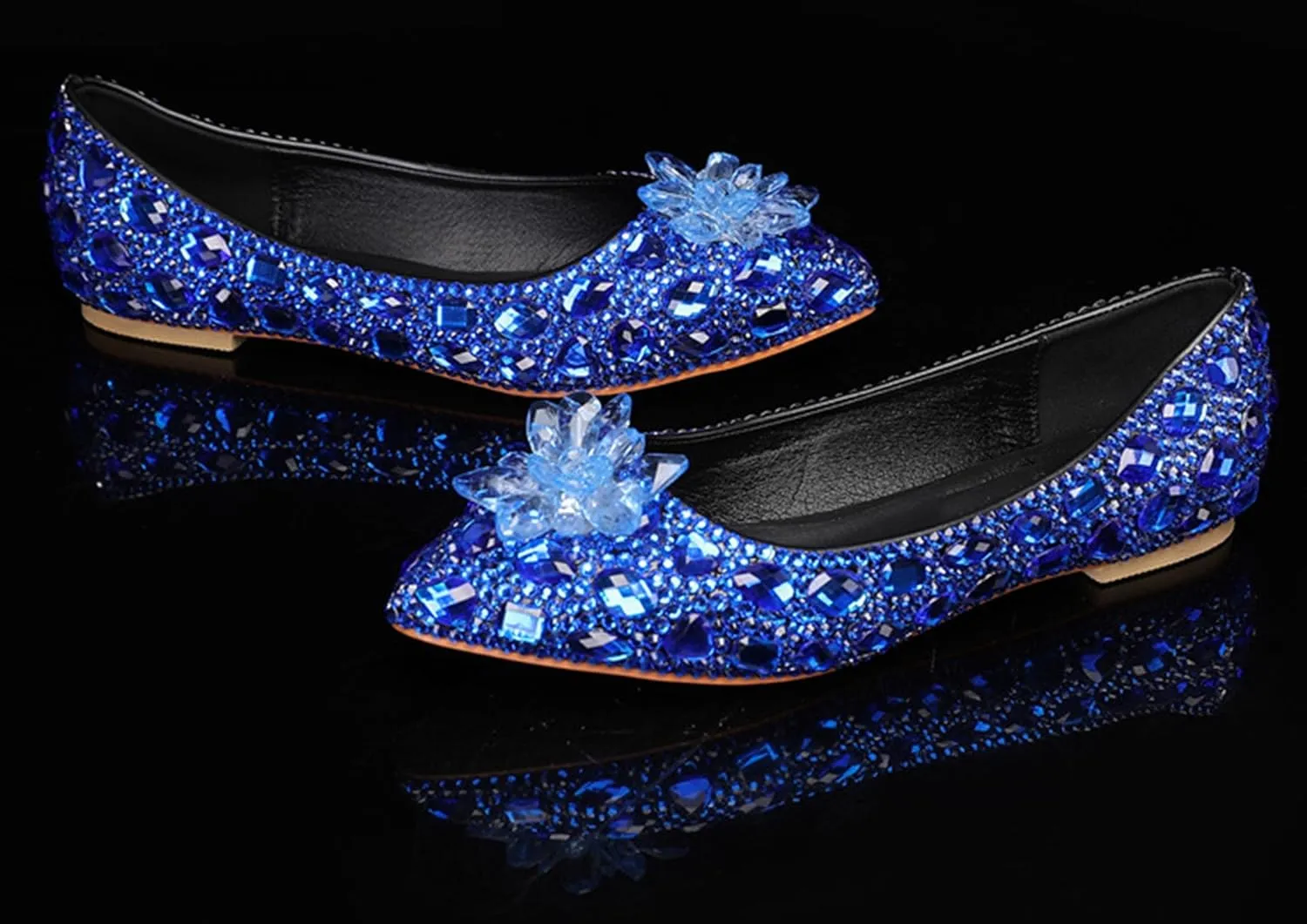 Minishion Wedding Shoes for Women Flats Comfortable Rhinestone Slip on Pumps Shoes