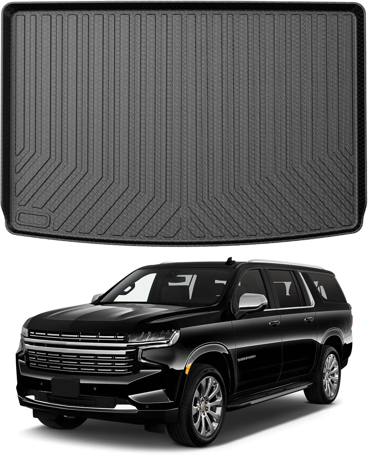 Mixsuper Cargo Liner for Chevrolet Suburban/GMC Yukon XL 2021-2023 2025 2026, All Weather Trunk Liner Rear Cargo Mat Behind The 3rd Row Seats Black