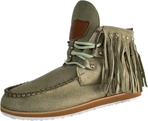 Moccasin Boots For Women Suede Fringe Boots Ankle Cowboy Boots Flat Tassel Boots Short Western Boots Ankle Booties