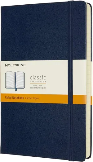 Moleskine QP060EXPB20 Classic Notebook, Expanded (400 Pages), Hardcover, Ruled, Large Size, W 5.1 x H 8.3 inches (13 x 21 cm), Sapphire Blue