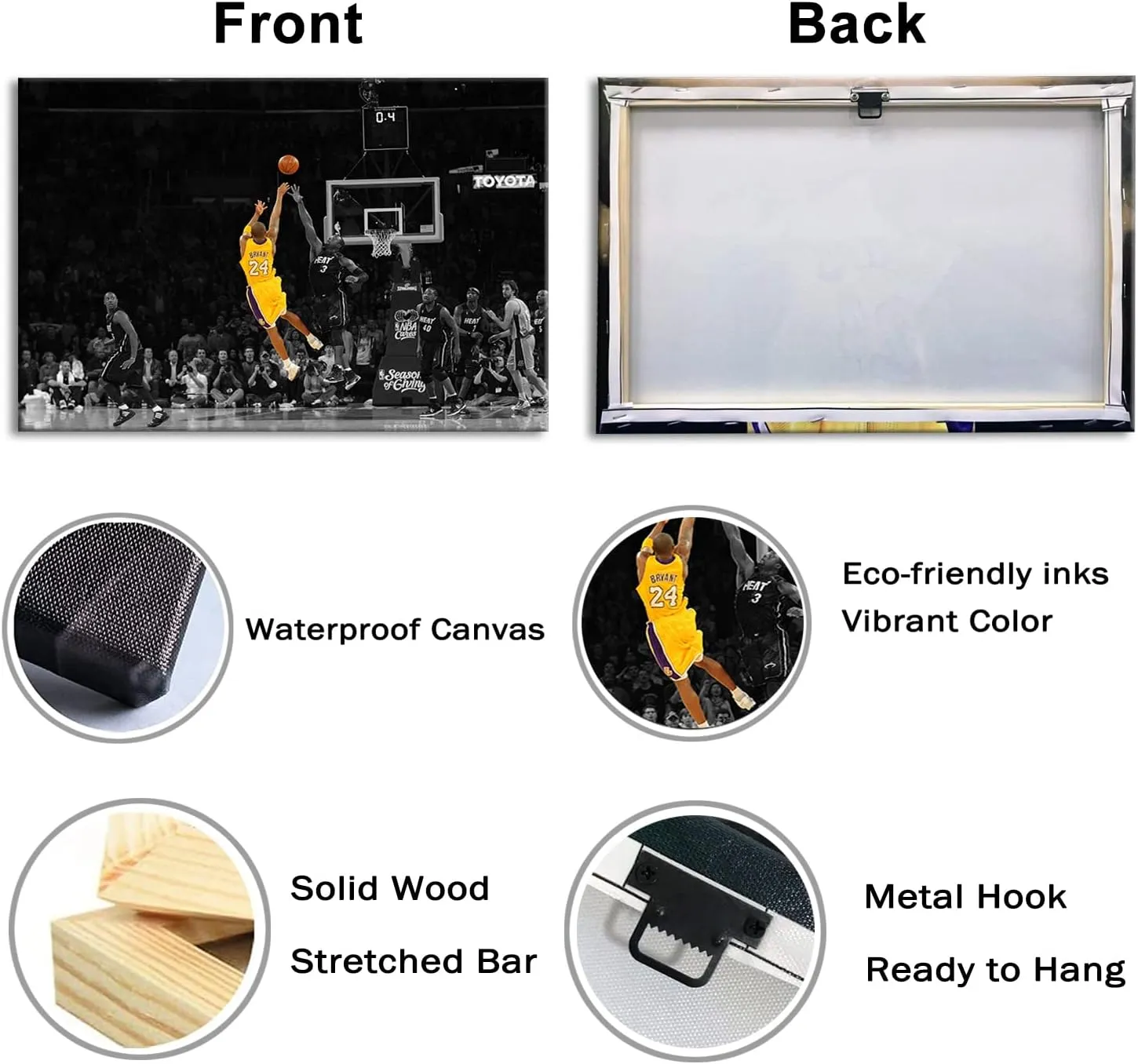 MOSTUNNA Kobe Bryant Canvas Wall Art - Kobe Poster Basketball Player Sports Wall Decor Poster Inspirational Mamba Mentality Motivational Home Decor For Boy’s Living Room Bedroom