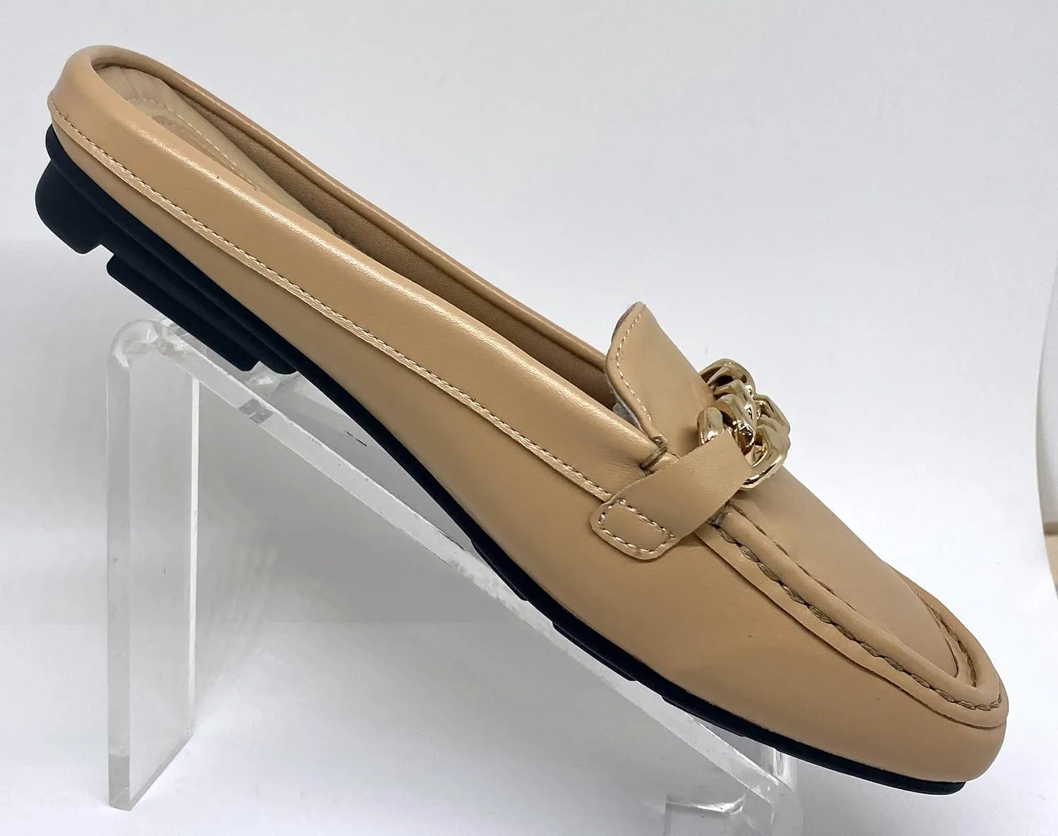 Mules for Women Flats Backless Comfortable Slip On Gold Chain/Emma