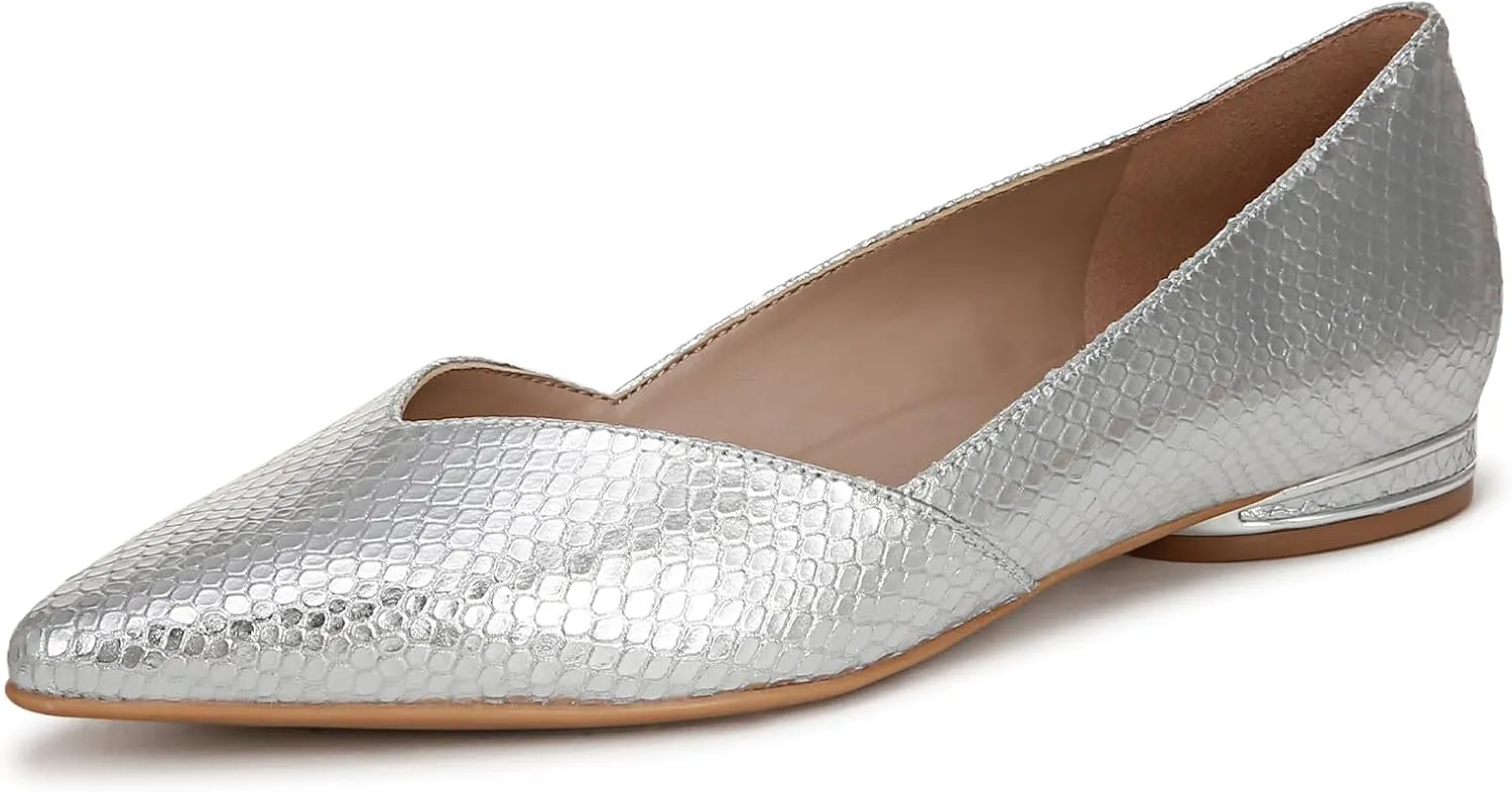 Naturalizer Womens Havana Ballet Flat Silver Snake Print Leather 7.5 M