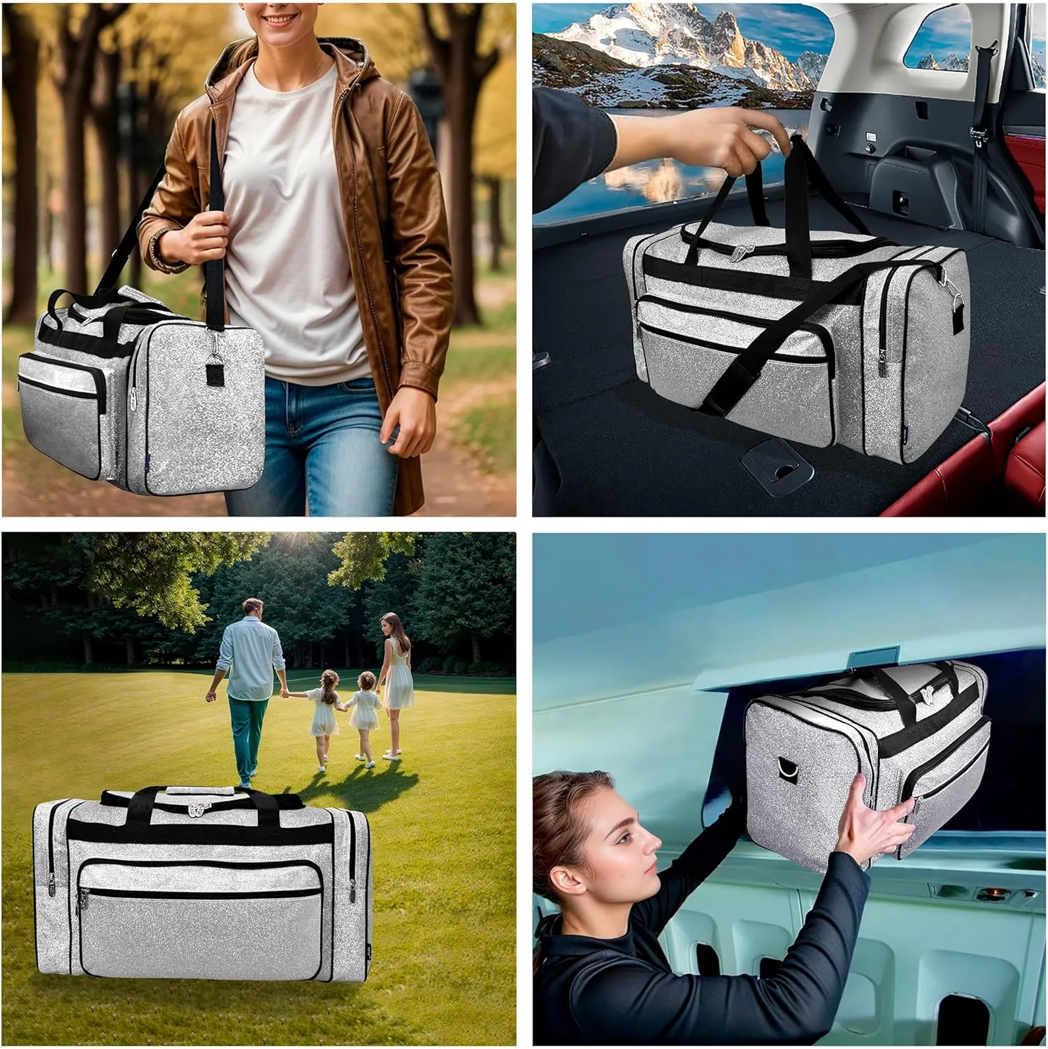 NGIL Canvas 23" inch Duffle Bag (Silver Glitter SLV)